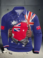 Men's AU Flag Printed Casual Tops