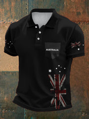 Men's AU Flag Printed Casual Tops