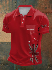 Men's AU Flag Printed Casual Tops