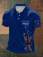 Men's AU Flag Printed Casual Tops
