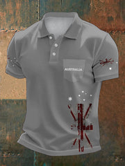 Men's AU Flag Printed Casual Tops