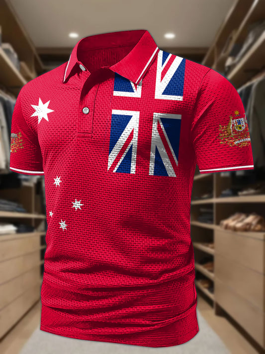 Men's AU Flag Printed Casual Tops