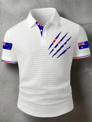 Men's Australian Flag Print Casual Short Sleeve Waffle Top