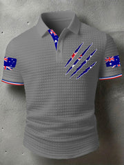 Men's Australian Flag Print Casual Short Sleeve Waffle Top