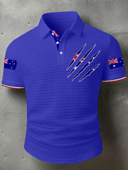 Men's Australian Flag Print Casual Short Sleeve Waffle Top