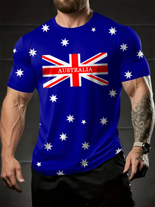 Men's Australian Flag Print Casual Tee