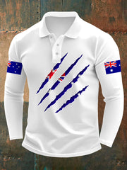Men's Australian Flag Print Casual Long Sleeve Top