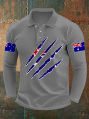 Men's Australian Flag Print Casual Long Sleeve Top