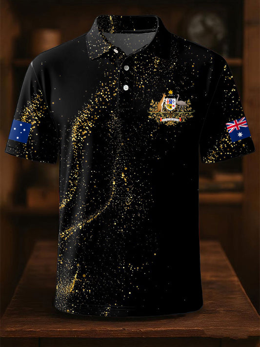 Men's AU Flag Printed Casual Tops