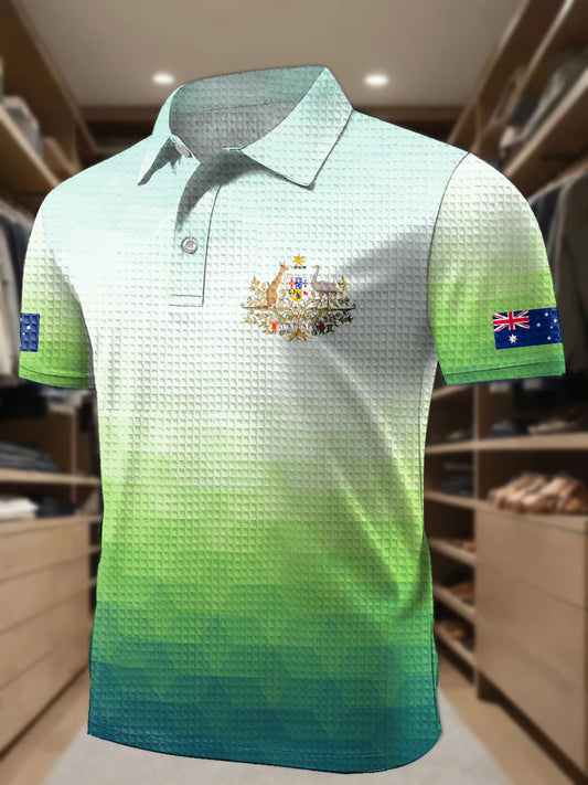 Men's AU Flag Business Style Printed Casual Tops