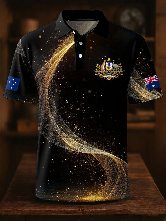 Men's AU Flag Printed Casual Tops