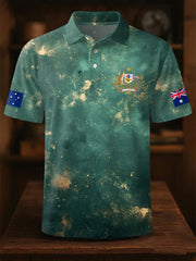 Men's AU Flag Printed Casual Tops