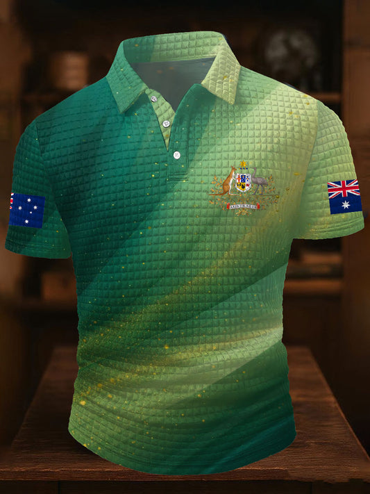 Men's AU Flag Printed Casual Tops