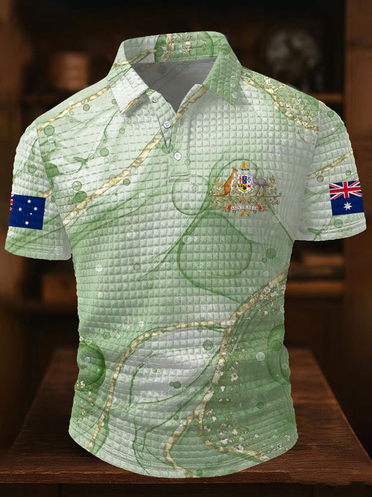 Men's AU Flag Printed Casual Tops