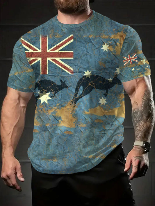 Men's Austrilia Flag Art Printed T-shirt