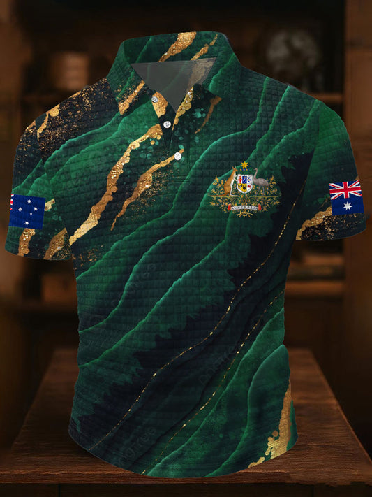 Men's AU Flag Printed Casual Tops