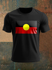 Men's Australian Aboriginal Flag Printed T-shirt