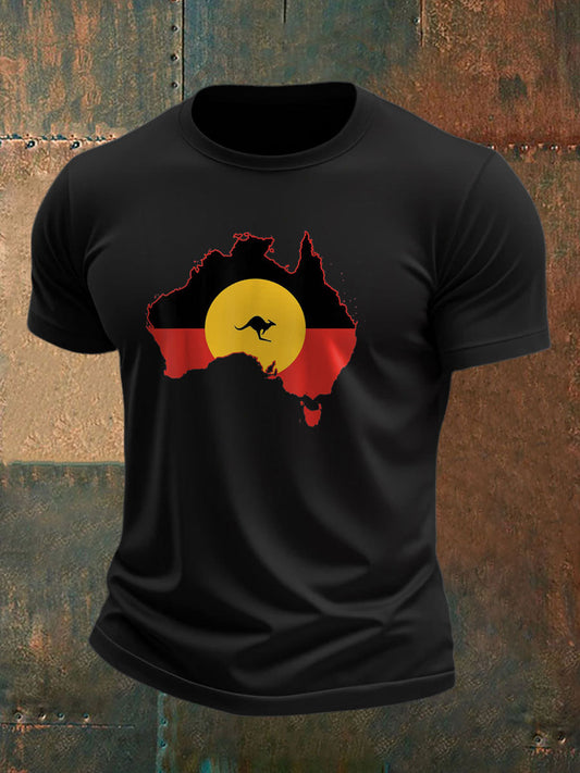 Men's Australian Aboriginal Flag Printed T-shirt