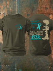 Men's PTSD Awareness Veteran Printed T-shirt
