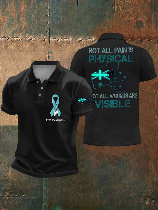 Men's PTSD Awareness Veteran Printed Casual Tops