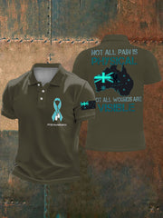 Men's PTSD Awareness Veteran Printed Casual Tops