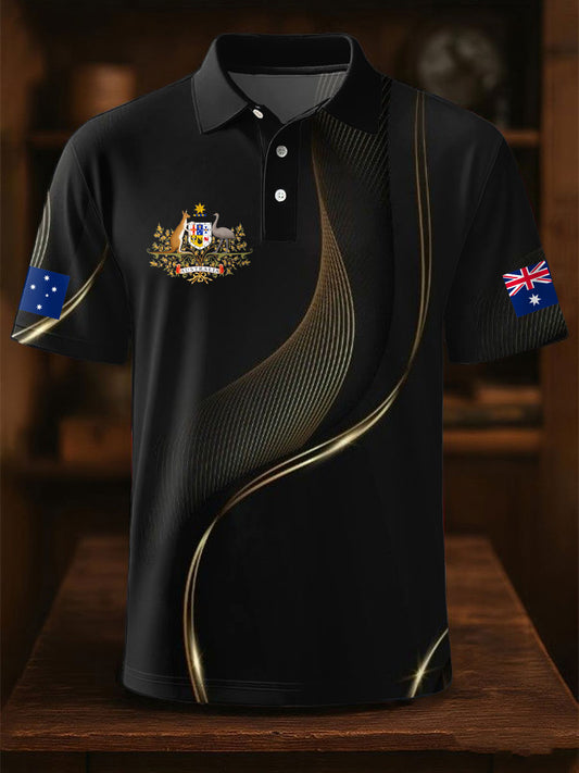 Men's AU Flag Printed Casual Tops