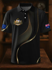 Men's AU Flag Printed Casual Tops