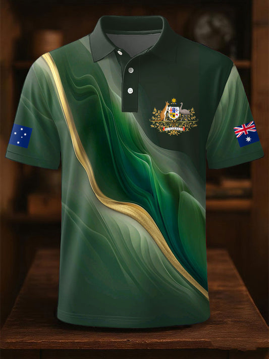 Men's AU Flag Printed Casual Tops
