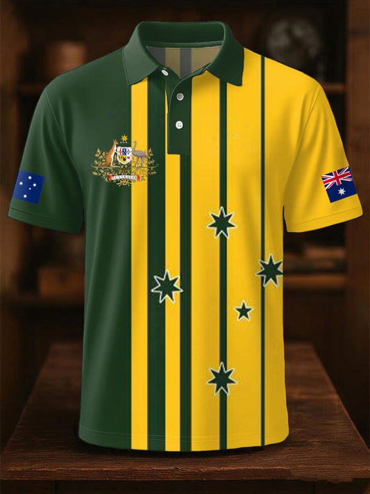 Men's AU Flag Printed Casual Tops