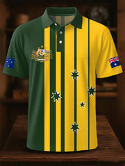 Men's AU Flag Printed Casual Tops