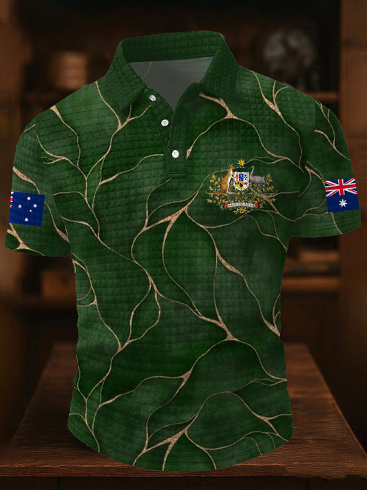 Men's AU Flag Printed Casual Tops