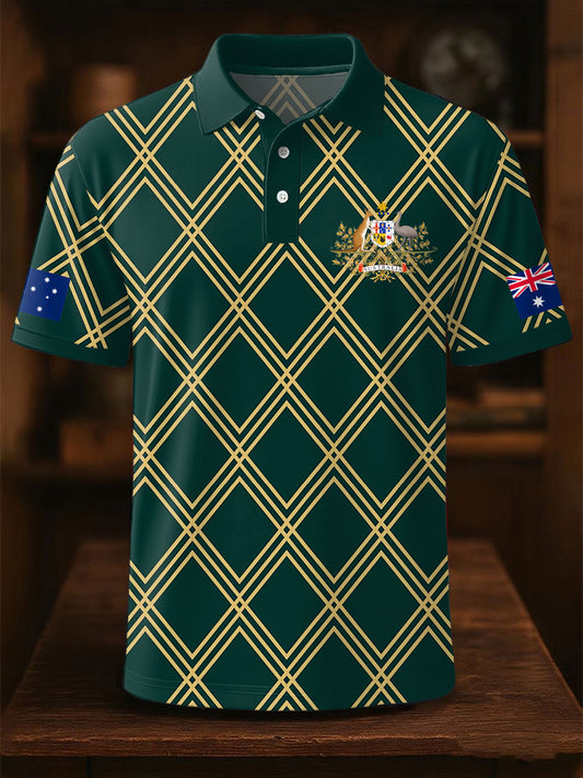 Men's AU Flag Printed Casual Tops