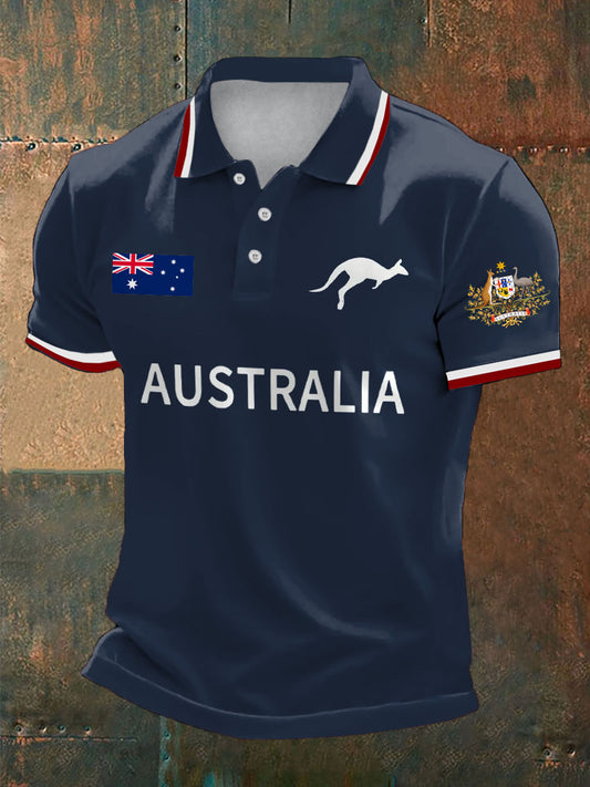 Men's Australia Patriotic Printed Casual Tops