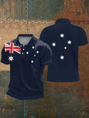 Men's AU Flag Printed Casual Tops