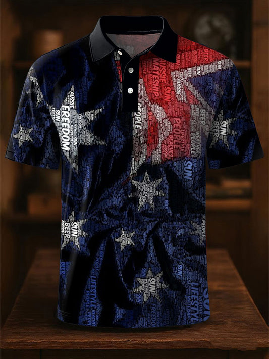 Men's Australia Flag Printed Casual Tops
