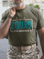Men's PTSD Awareness Veteran Printed T-shirt