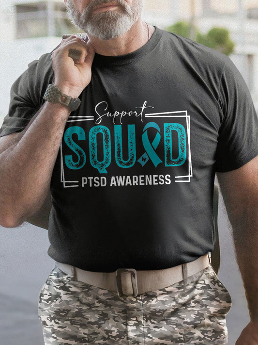 Men's PTSD Awareness Veteran Printed T-shirt