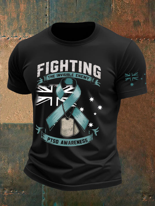 Men's PTSD Awareness Veteran Printed T-shirt