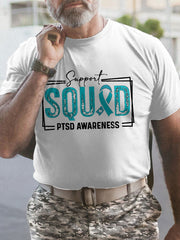 Men's PTSD Awareness Veteran Printed T-shirt