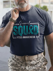 Men's PTSD Awareness Veteran Printed T-shirt