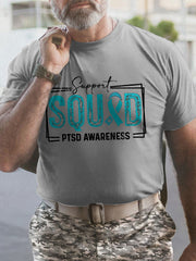 Men's PTSD Awareness Veteran Printed T-shirt