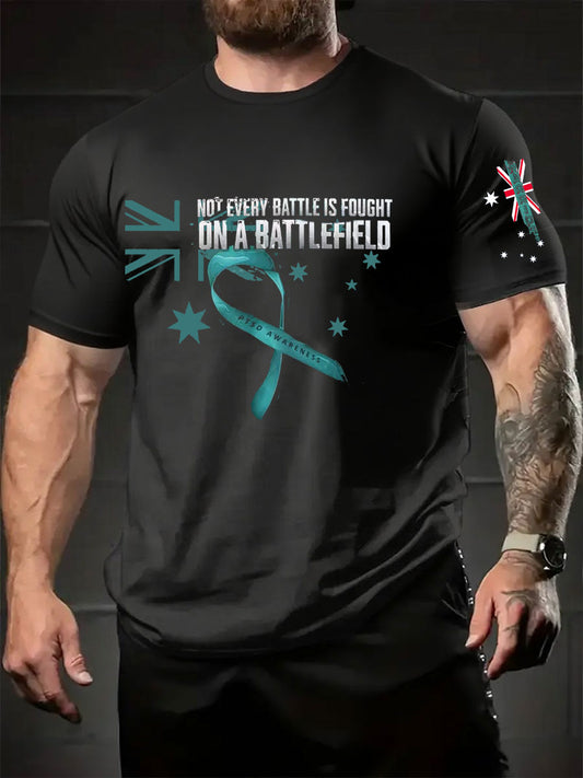 Men's PTSD Awareness Veteran Printed T-shirt