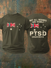 Men's PTSD Awareness Veteran Printed T-shirt