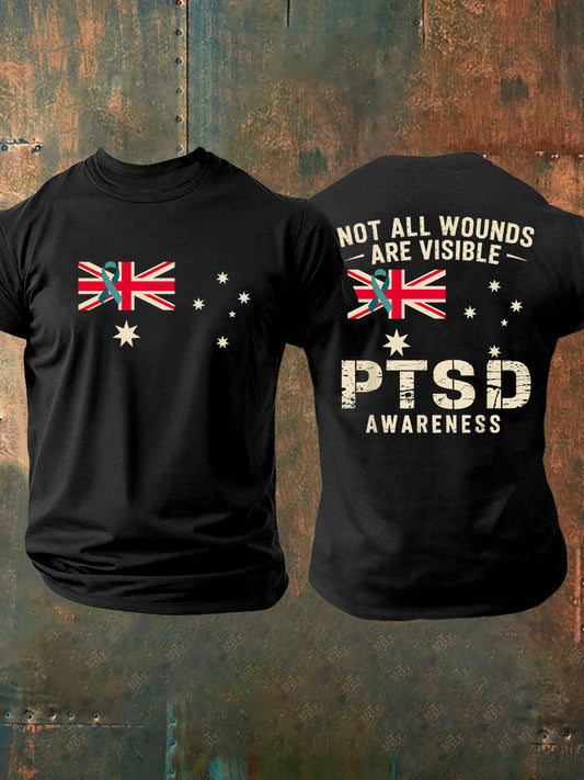Men's PTSD Awareness Veteran Printed T-shirt