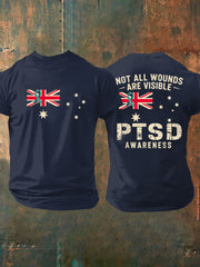 Men's PTSD Awareness Veteran Printed T-shirt