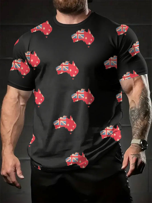 Men's AU Flag Printed T-shirt