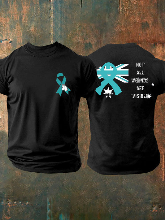 Men's PTSD Awareness Veteran Printed T-shirt