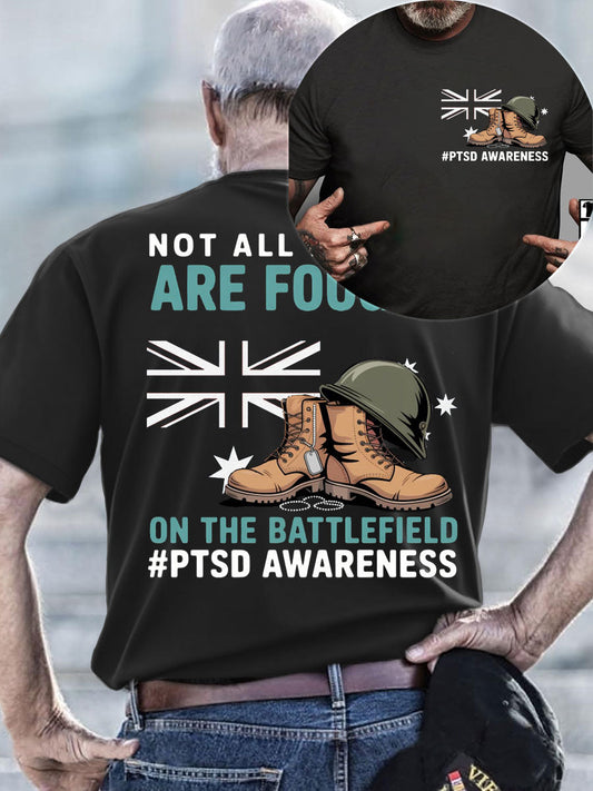 Men's PTSD Awareness Veteran Printed T-shirt
