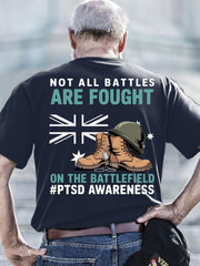 Men's PTSD Awareness Veteran Printed T-shirt
