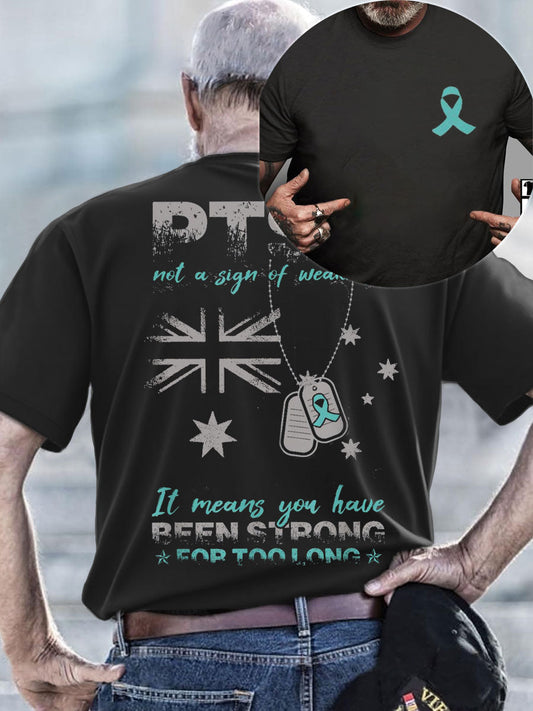 Men's PTSD Awareness Veteran Printed T-shirt